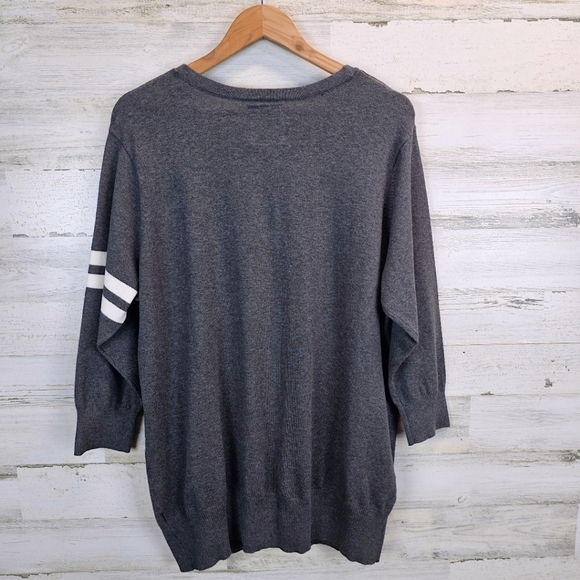 U.S. Polo Assn. Womens V-Neck Varsity Cardigan Sweater 2X Gray University Preppy - Picture 3 of 9